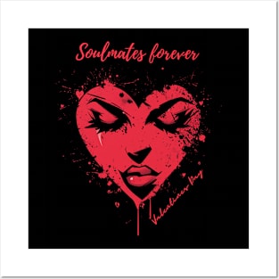 Soulmates forever. A Valentines Day Celebration Quote With Heart-Shaped Woman Posters and Art